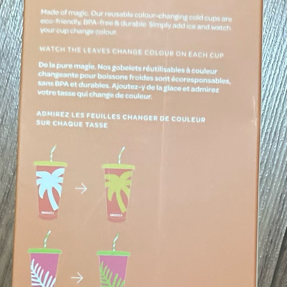 🆕 DAVIDSTEA Colour Changing Tropical Cold Cups - Set of 4 w/ lids & straws - Picture 5 of 7